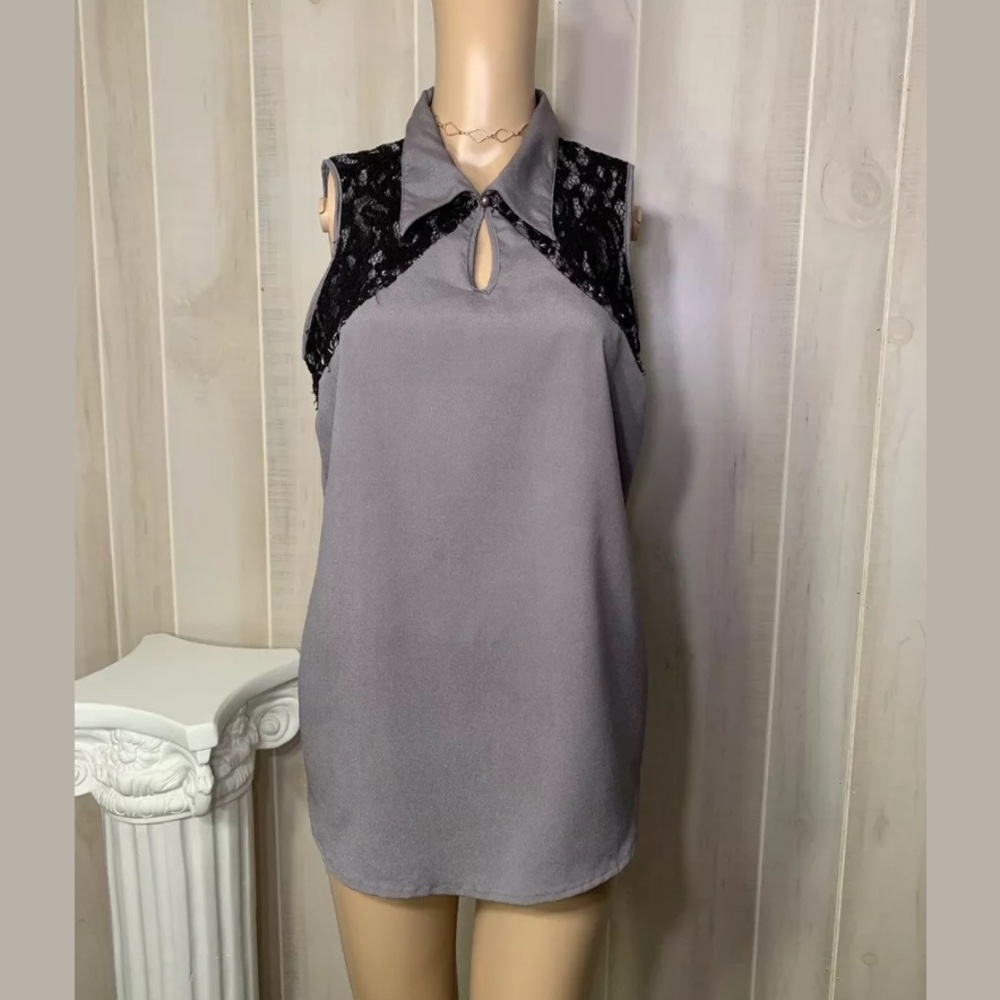 🩷 MAURICES SLEEVELESS GRAY BLOUSE SIZE LARGE